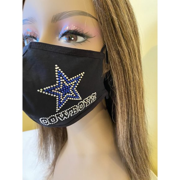 Dallas COWBOYS Bling Face Mask with Adjustable Ear Loops - Picture 4 of 10